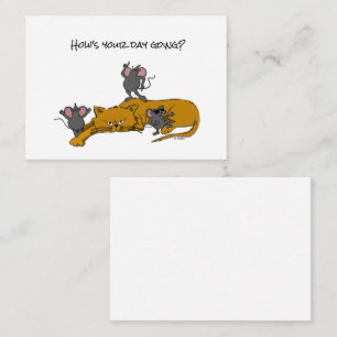 Cartoon Cat and Dancing Mice Card