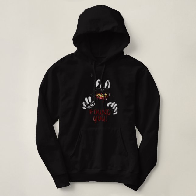 Cartoon cat Creepy Horror trick or treat  Hoodie (Design Front)