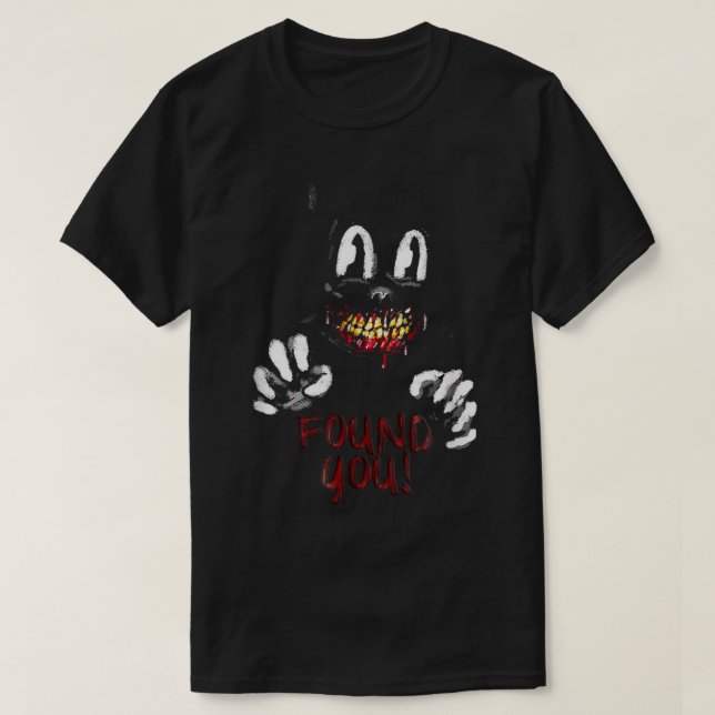 Cartoon cat Creepy Horror trick or treat  T-Shirt (Design Front)