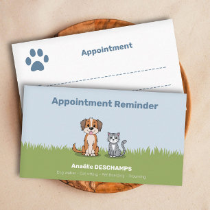 Cartoon Cat & Dog - Pet Services Appointment Card