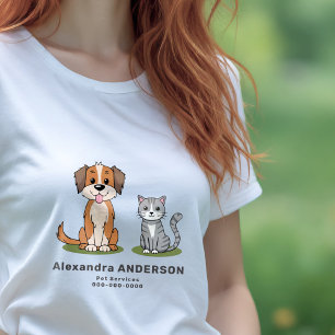 Cartoon Cat & Dog - Pet Services Tri-Blend Shirt