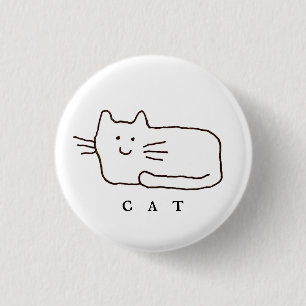 Cartoon Cat Doodle Line Art 3 Cm Round Badge