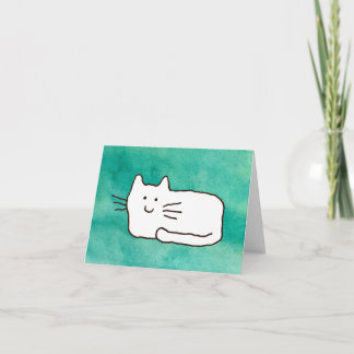 Cartoon Cat Doodle Line Thank You Folded Note Card