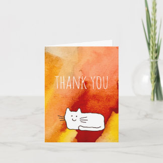 Cartoon Cat Doodle Thank You Folded Note Card