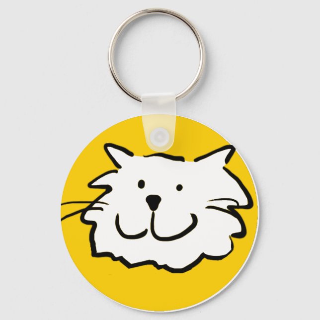 Cartoon Cat Face Showing a Smiling Cat Key Ring (Front)