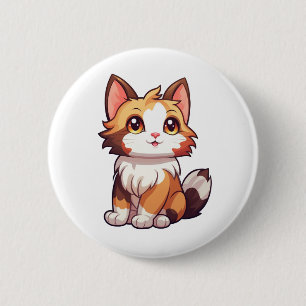 Cartoon cat illustration 6 cm round badge