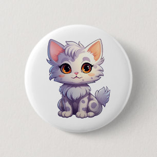 Cartoon cat illustration 6 cm round badge