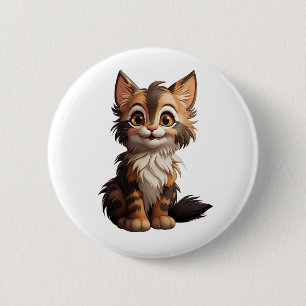 Cartoon cat illustration 6 cm round badge