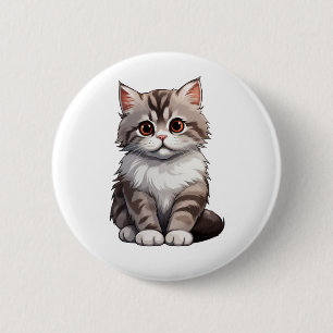 Cartoon cat illustration 6 cm round badge