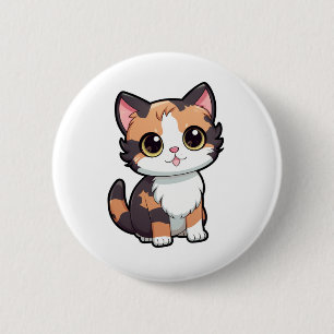 Cartoon cat illustration 6 cm round badge