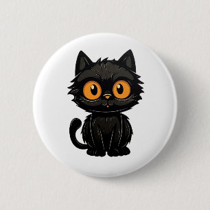 Cartoon cat illustration 6 cm round badge