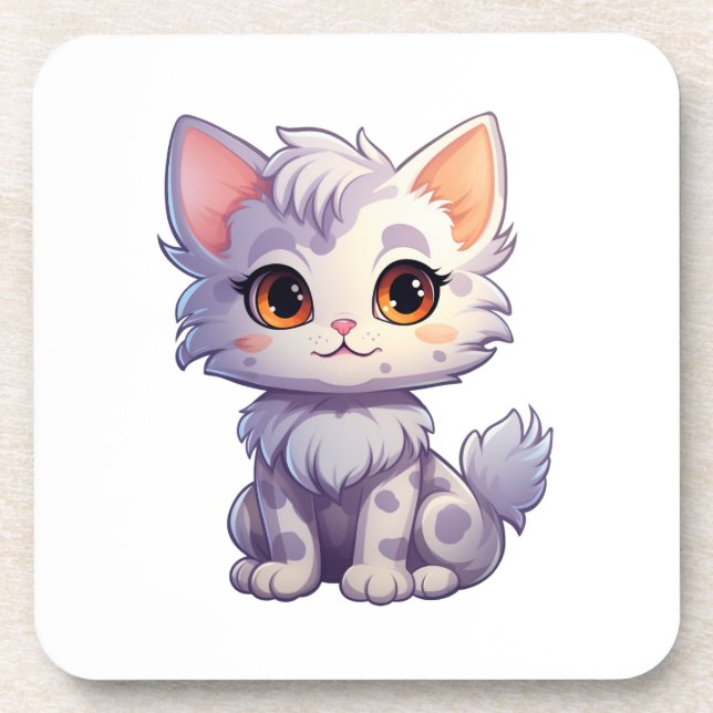 Cartoon cat illustration coaster (Front)