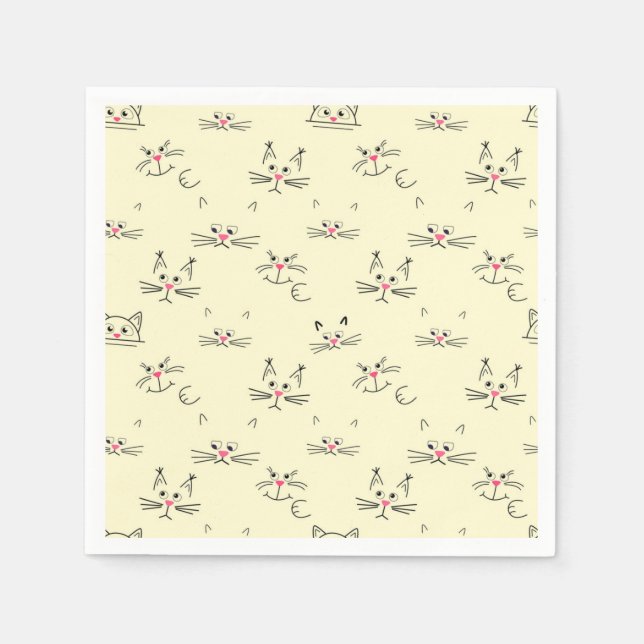Cartoon cat illustration napkin (Front)