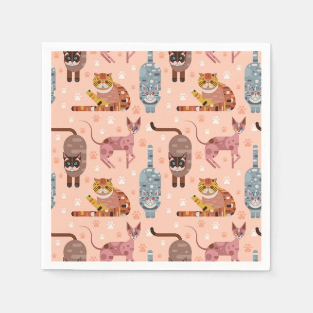 Cartoon cat illustration napkin (Front)
