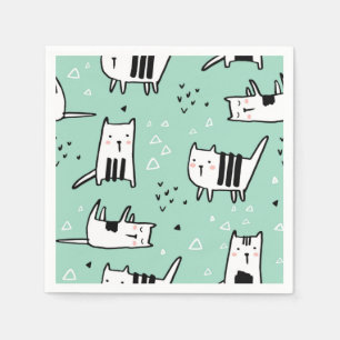 Cartoon cat illustration napkin