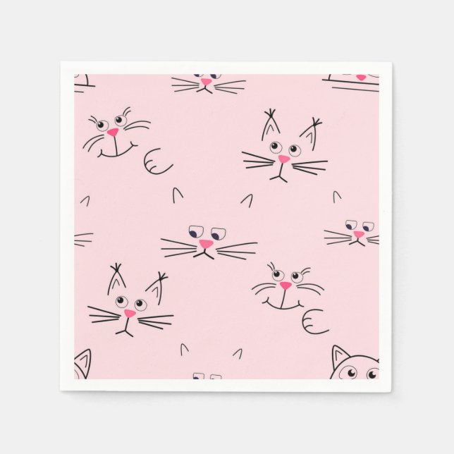 Cartoon cat illustration napkin (Front)