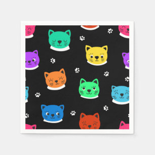 Cartoon cat illustration napkin