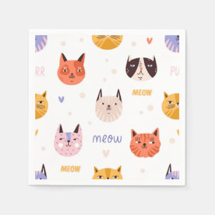 Cartoon cat illustration napkin
