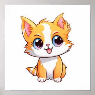 Cartoon cat illustration poster