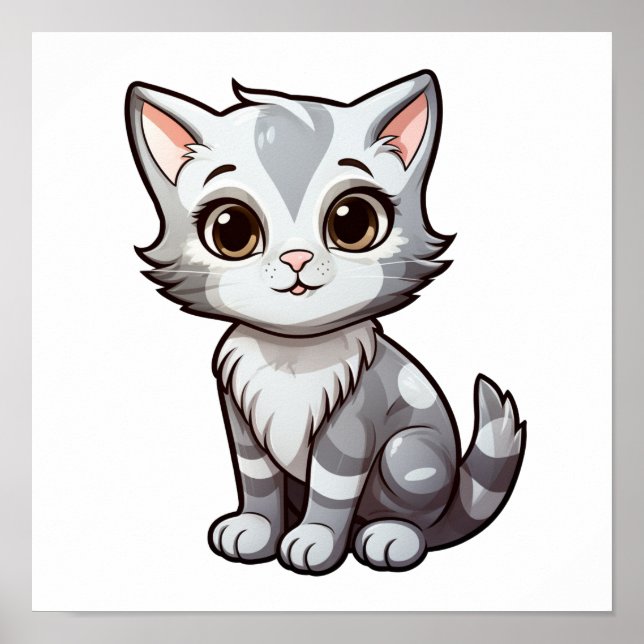 Cartoon cat illustration poster (Front)