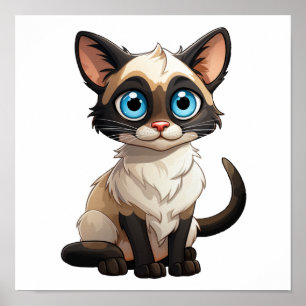 Cartoon cat illustration poster
