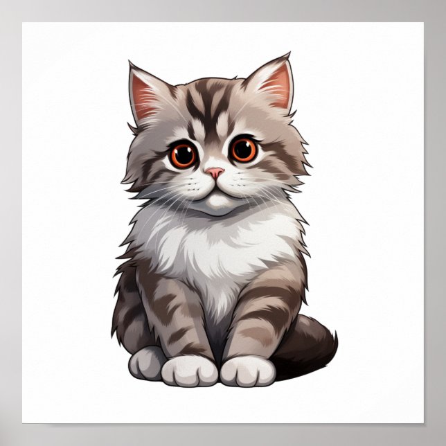 Cartoon cat illustration poster (Front)