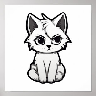 Cartoon cat illustration poster