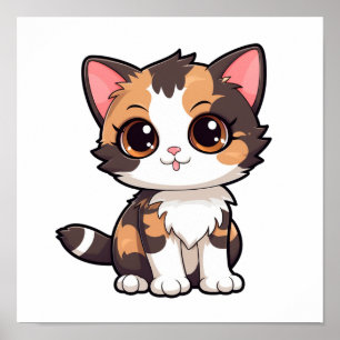 Cartoon cat illustration poster