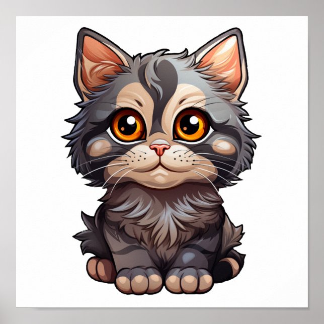 Cartoon cat illustration poster (Front)