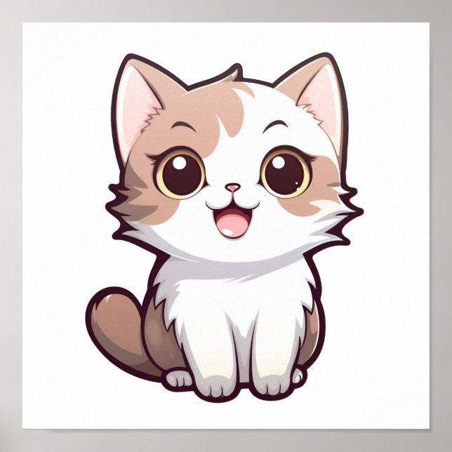 Cartoon cat illustration poster (Front)