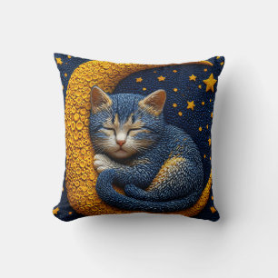 Cartoon cat on the moon cushion