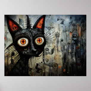 Cartoon cat poster