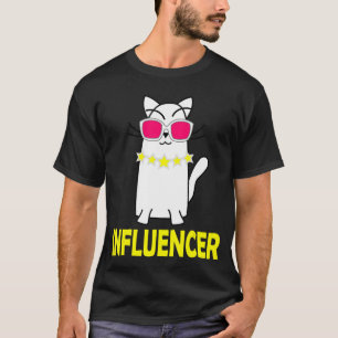 Cartoon Cat Wearing Glasses Funny Celebrity Influe T-Shirt