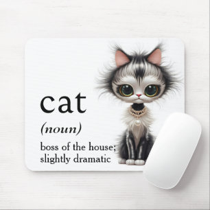 Cartoon Cat With Pearl Necklace  Mouse Pad