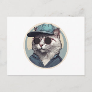 Cartoon Cat with Sunglasses Postcard