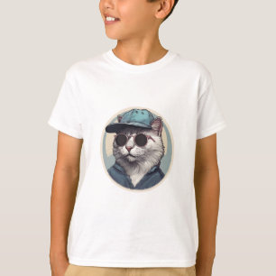 Cartoon Cat with Sunglasses T-Shirt