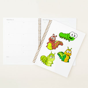 Cartoon Caterpillar Characters Adorable Insects Planner