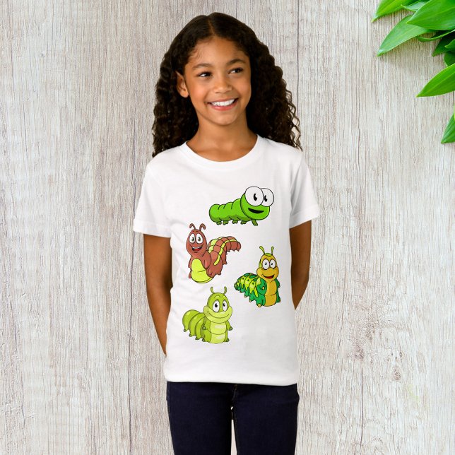 Cartoon Caterpillar Characters Adorable Insects T-Shirt (Creator Uploaded)