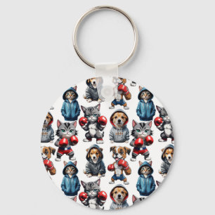 Cartoon Cats And Dogs Design  Key Ring