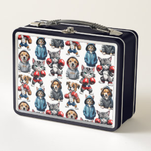 Cartoon Cats And Dogs Design Metal Lunch Box