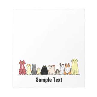 cartoon cats and dogs note pad