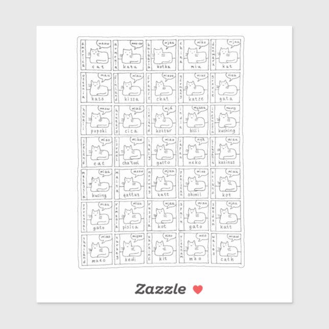 Cartoon Cats Different Meow Languages  (Sheet)