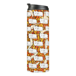 Cartoon Cats Doodle Line Drawing Thermal Tumbler