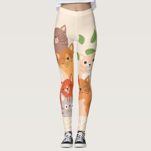Cartoon Cats Flip Flops Leggings