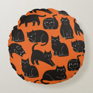 Cartoon Cats Hand Drawn Pattern Round Cushion