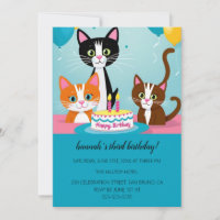 Cartoon Cats Kids’ Purr-fect Birthday Party Invit