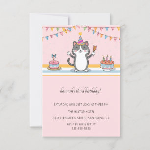 Cartoon Cats Kids’ Purr-fect Birthday Party  Invitation