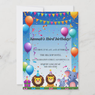 Cartoon Cats Kids’ Purr-fect Birthday Party Invitation