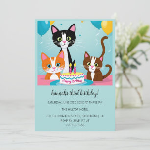Cartoon Cats Kids’ Purr-fect Birthday Party Invitation