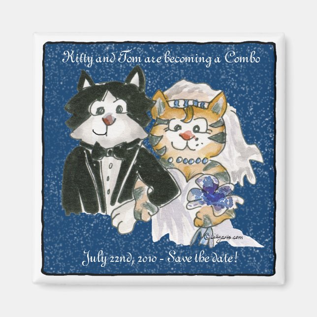 Cartoon Cats Wedding Save the Date  Magnets (Front)